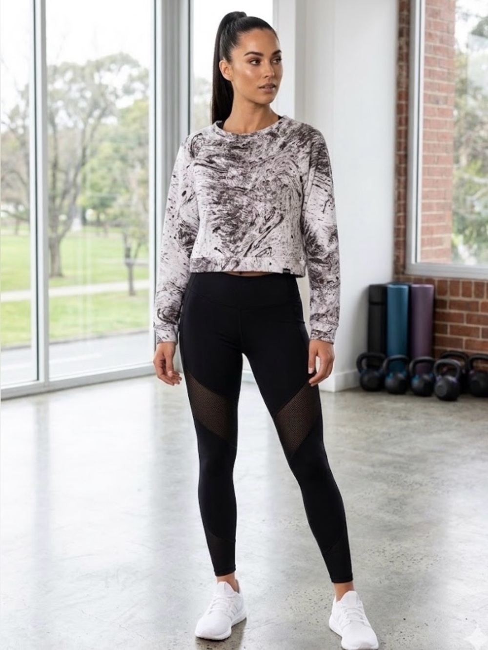 KORAL Sweatshirt Crop Marble Activewear